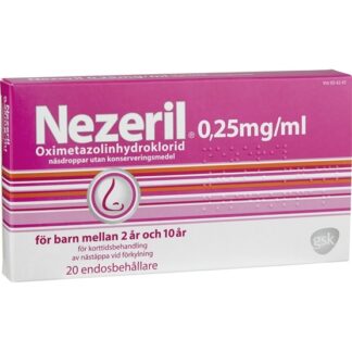 Nezeril, näsdroppar, lösning i endosbehållare 0,25 mg/ml 2 x 10 x 0,1 ml
