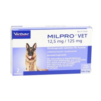 Virbac Milpro vet 12,5 mg/125 mg, filmdragerade tabletter för hundar, 2 st