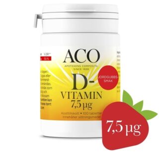 ACO D-vitamin 7,5 UG Jordgubbssmak 100 tabletter