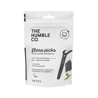 The Humble Co. Humble Floss Picks Charcoal Grip Handle 50 st